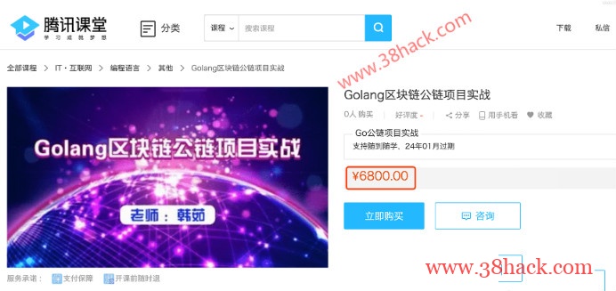 大奉送：Golang区块链公链项目实战，价值6800元教程