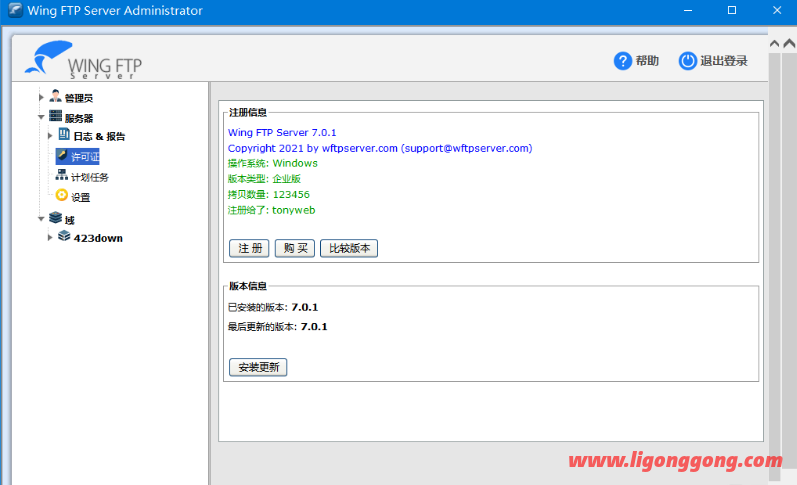 FTP服务器端 Wing FTP Server 7.0.4企业破解版