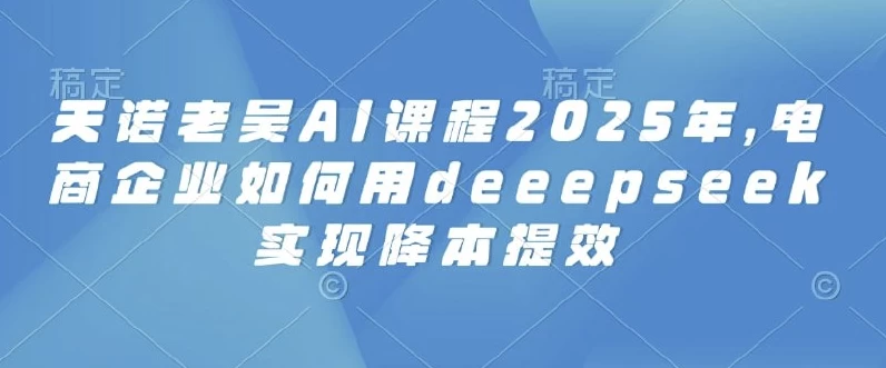 2025天诺老吴AI课程,电商企业如何用deeepseek实现降本提效-软件库