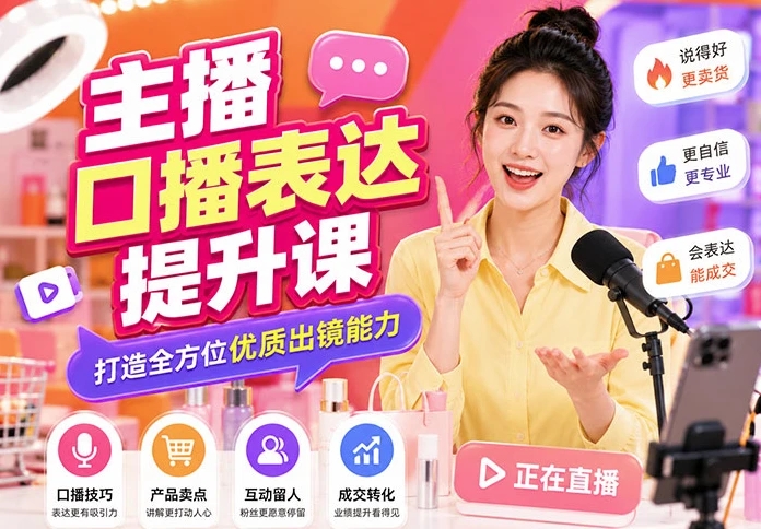 主播口播表达提升课：打造全方位优质出镜能力-软件库